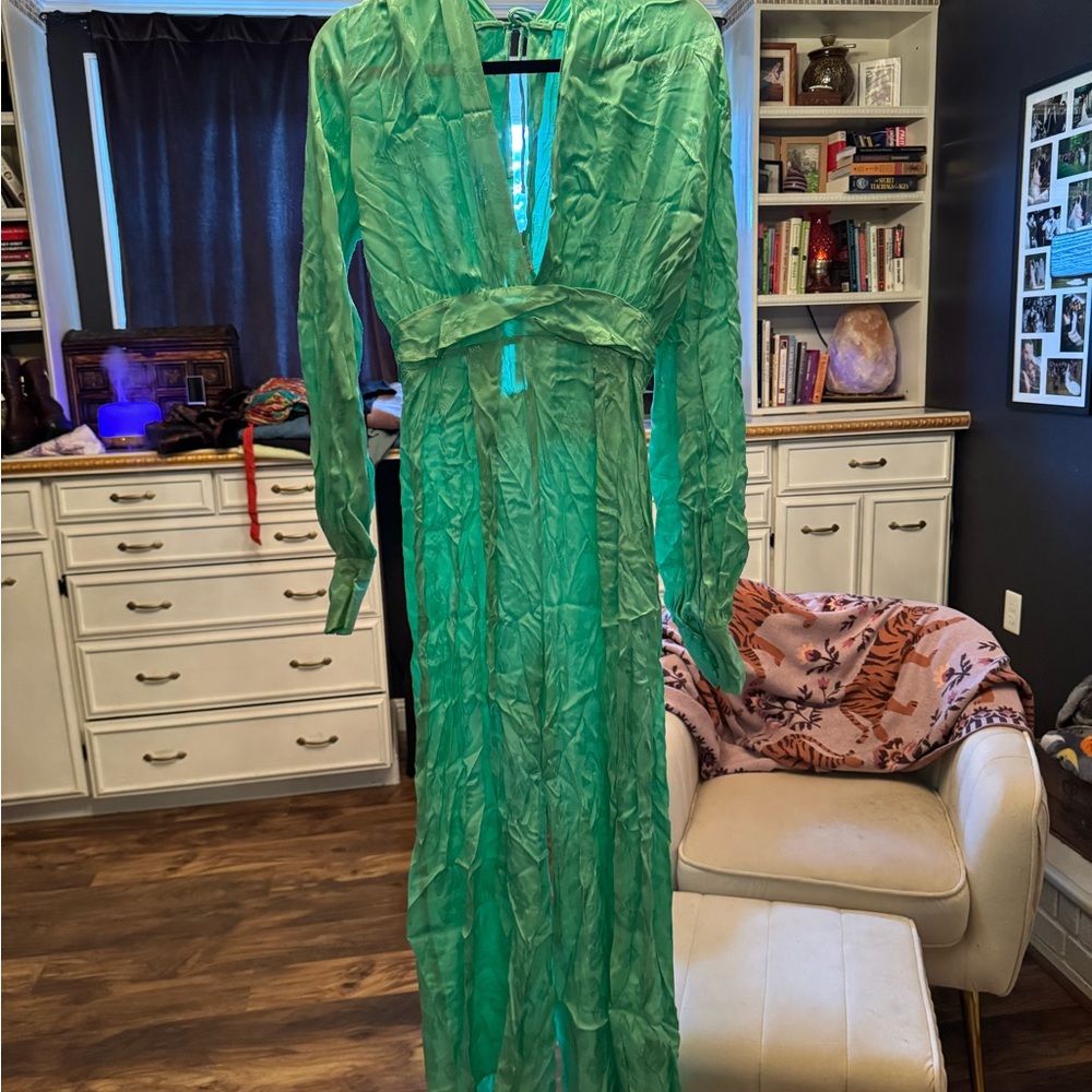 ASOS Emerald Green Sheer Jumpsuit